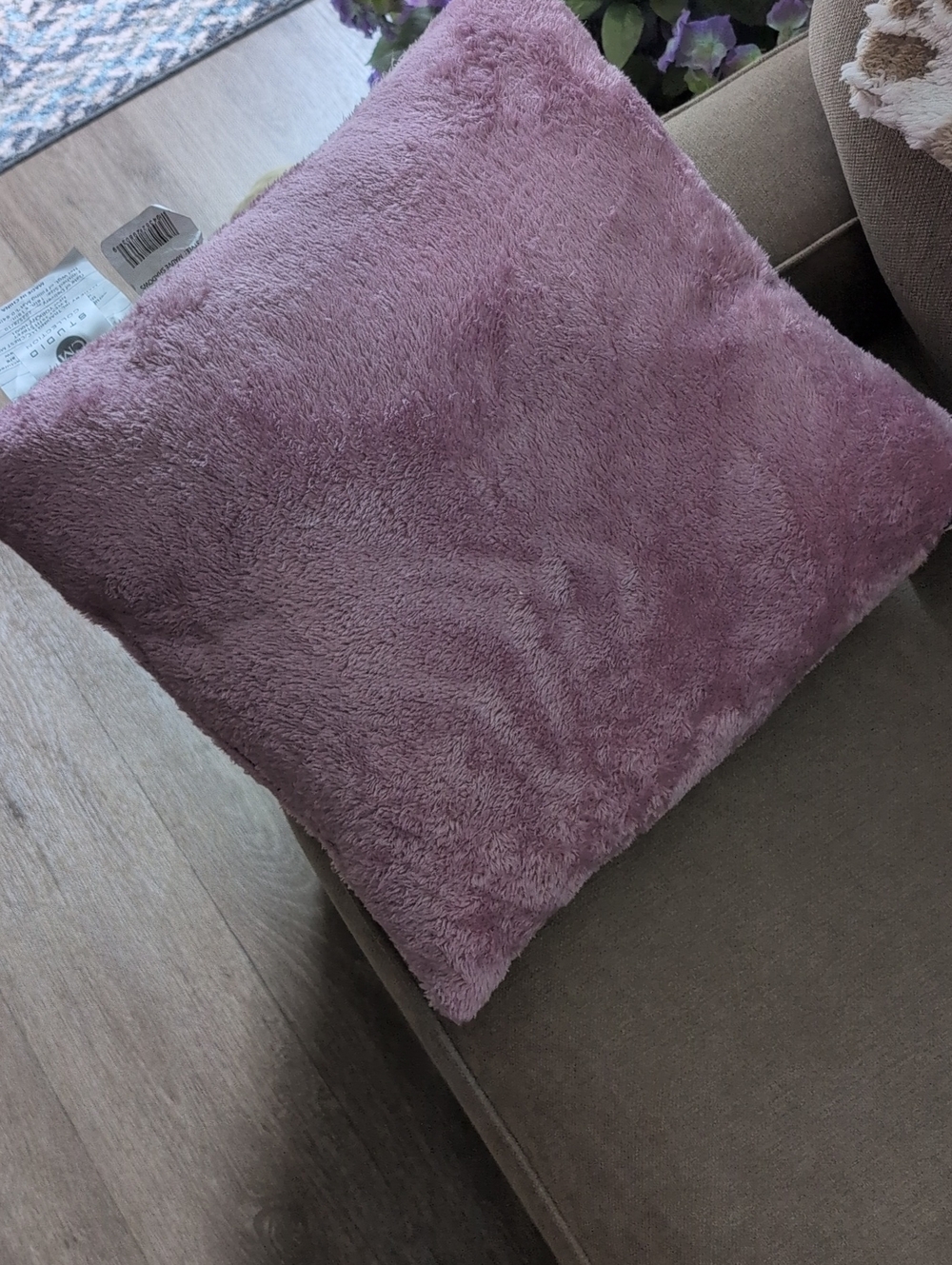 Plush Decorative Throw Pillow in Mauve Pink - Soft Faux Fur